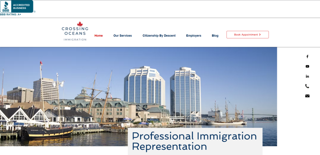 Crossing Oceans Immigration Services homepage